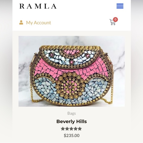 Ramla Designer Pink & Gold Mosaic Chain Shoulder Bag I Statement Crossbody Purse - Picture 13 of 13